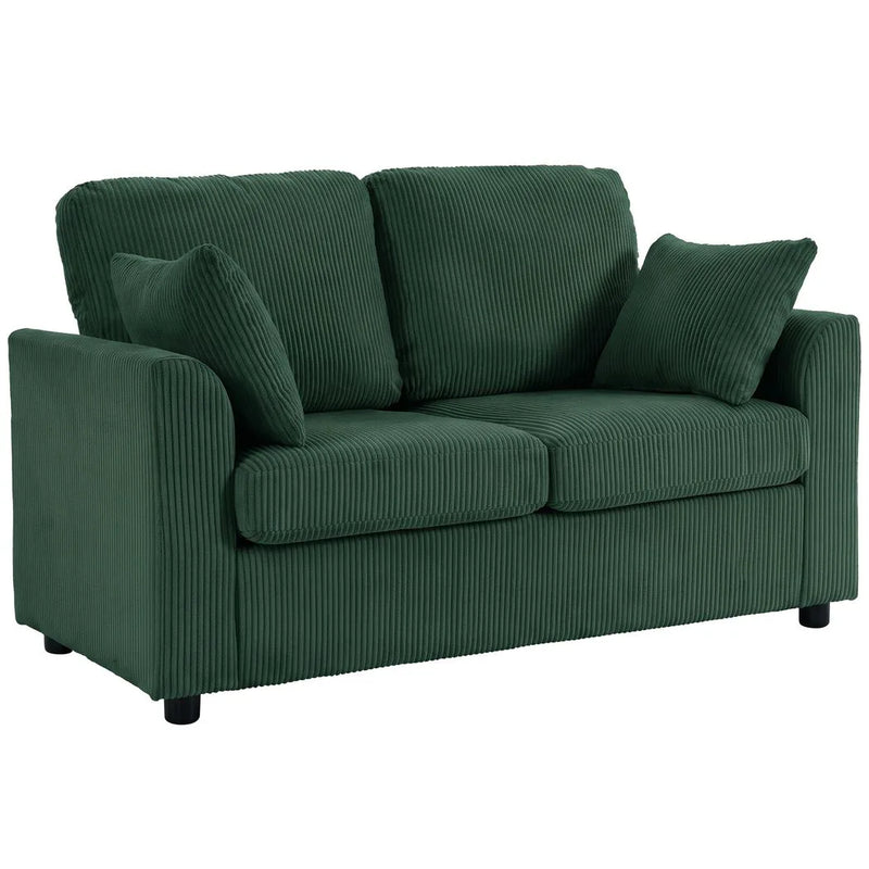 HOMCOM 2 Seater Sofa, Corduroy Small Couch with Spring Cushion, Wide and Deep Seat, Dark Green