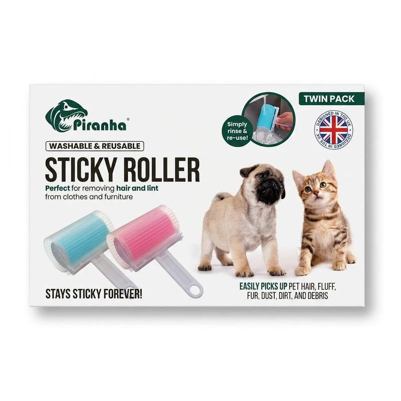 Reusable Sticky Lint Roller Twin Pack For Removing Pet Hair & Fluff With Protective Cover