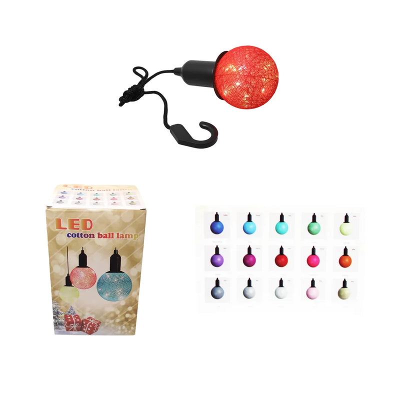 (S) Cotton Ball Ceiling Lamp Battery Operated String Led Indoor Hook Assorted Colours