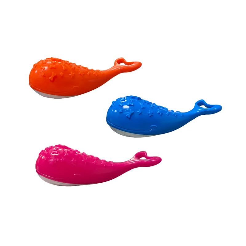 Pet Dog Whale Shaped Squeaky Toy With Stars And Dog Bone Design Assorted Colours
