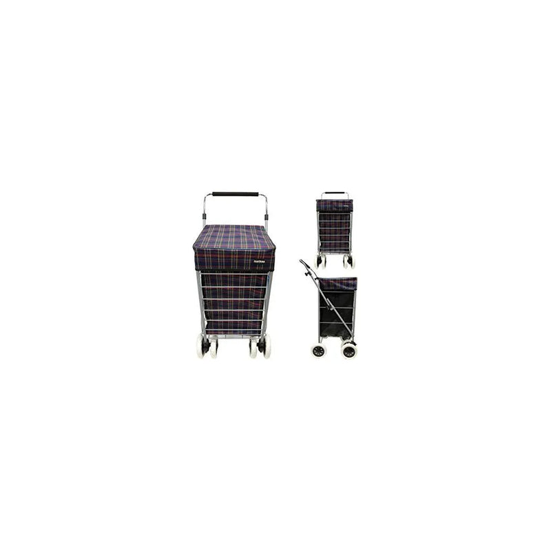 Strong Shopping Trolley Square Tartan Print Design 4 6 Wheels Assorted Colours