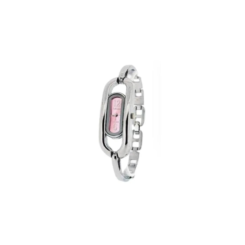 Luisant Ladies Fashion Duel Oval Pink Dial Silver Steel Bracelet Strap Watch - CLEARANCE NEEDS RE-BATTERY