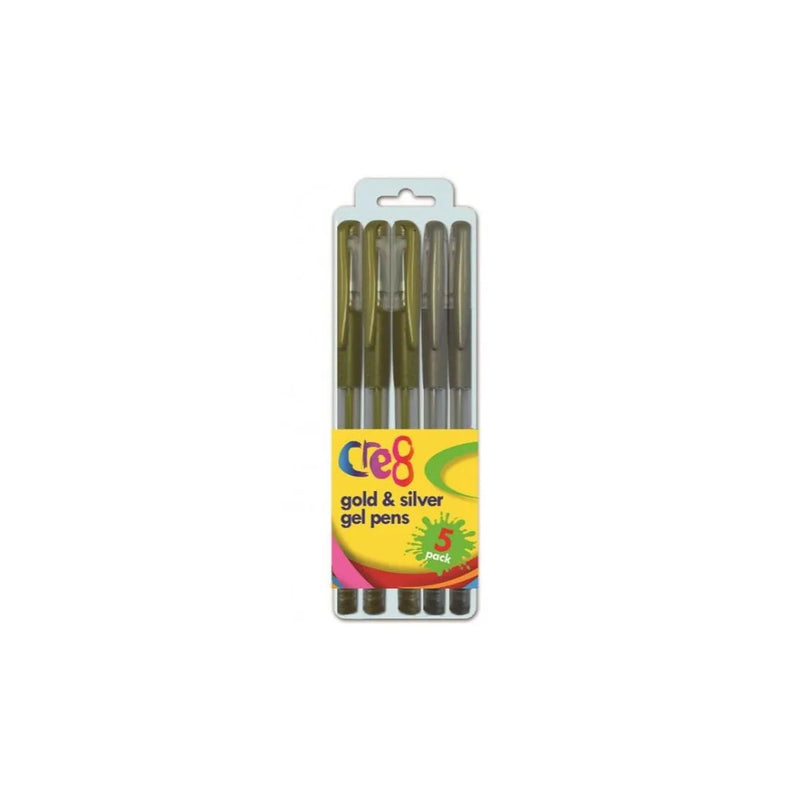 Cre8 Gold And Silver Gel Pens Pack Of 5