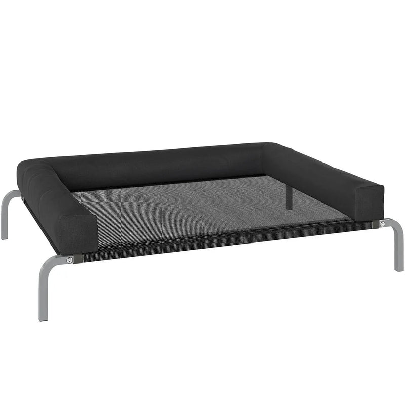PawHut Elevated Dog Bed with Removable Bolsters, Raised Dog Bed for Medium Breeds, Portable Indoor & Outdoor Pet Cots, Black