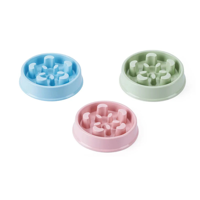 Pet Dog Food Slow Feeding Feeder Bowl Assorted Colours