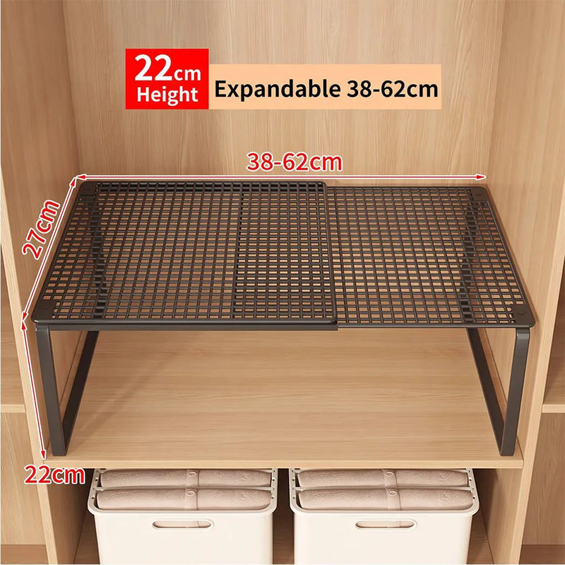 Extendable wardrobe tiered shelves, wardrobe storage rack,cabinet tiered shelves-38-62CM