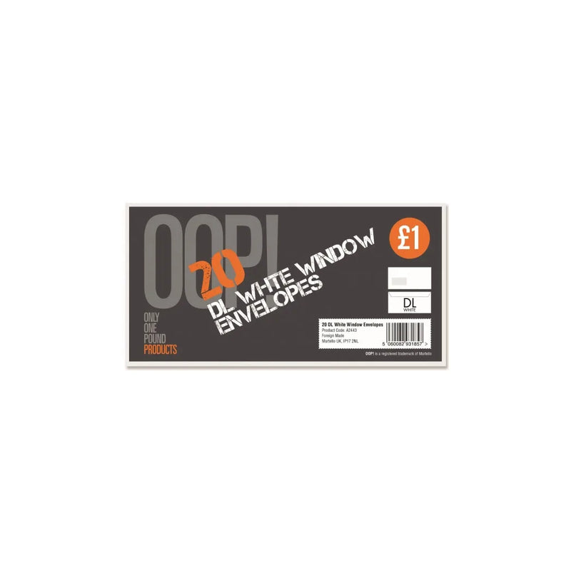Oop! Dl White Window Envelopes Pack Of 20
