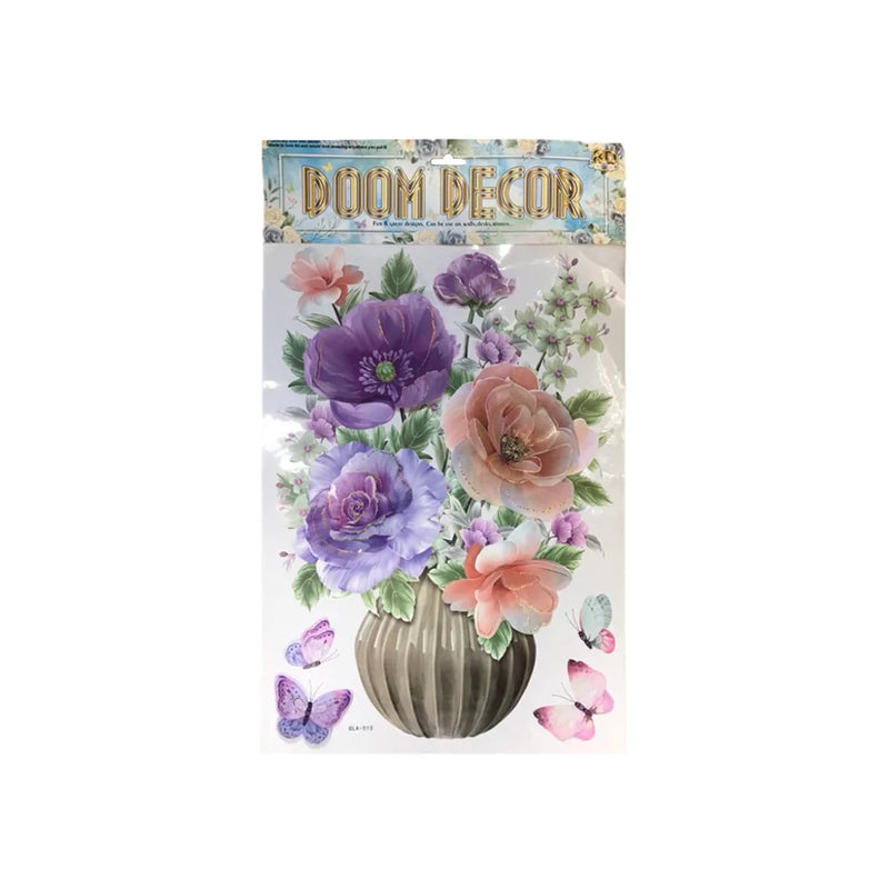 Room Decor 3D Effect Wall Stickers Flowers Vase Design Assorted Designs And Colours