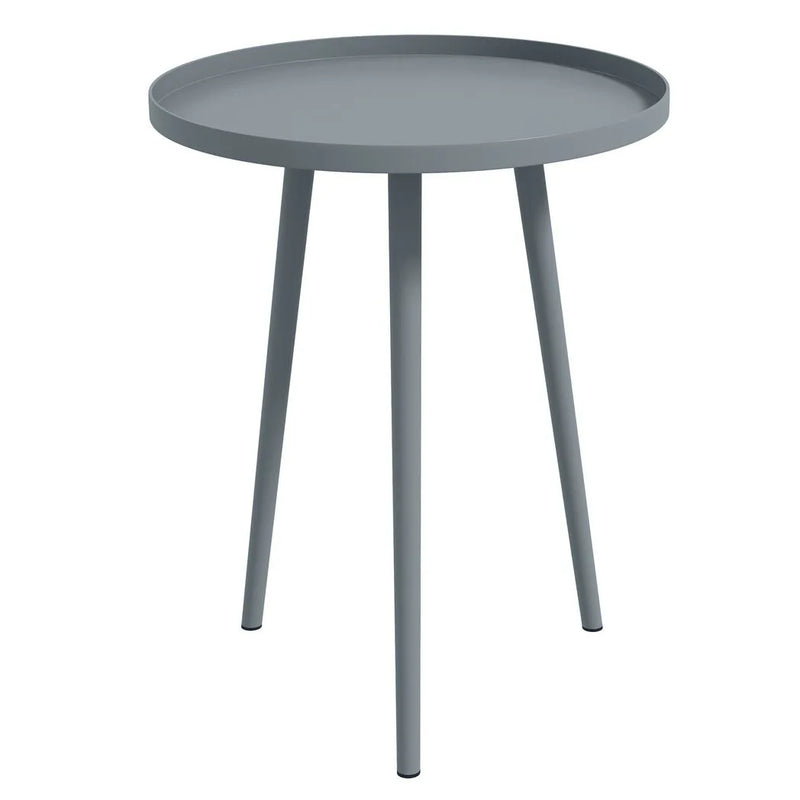 Outsunny Round Garden Coffee Table, Outdoor Side Table with Rounded Steel Edge, Ø40 x 50H cm, Grey