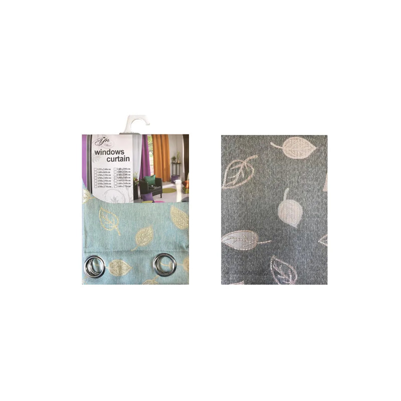 Room Fabric Window Curtain Jacquard Leaf Design Assorted Colours