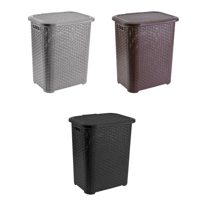 Tuffe x Plastic Rattan Laundry Basket 45L Assorted Colours