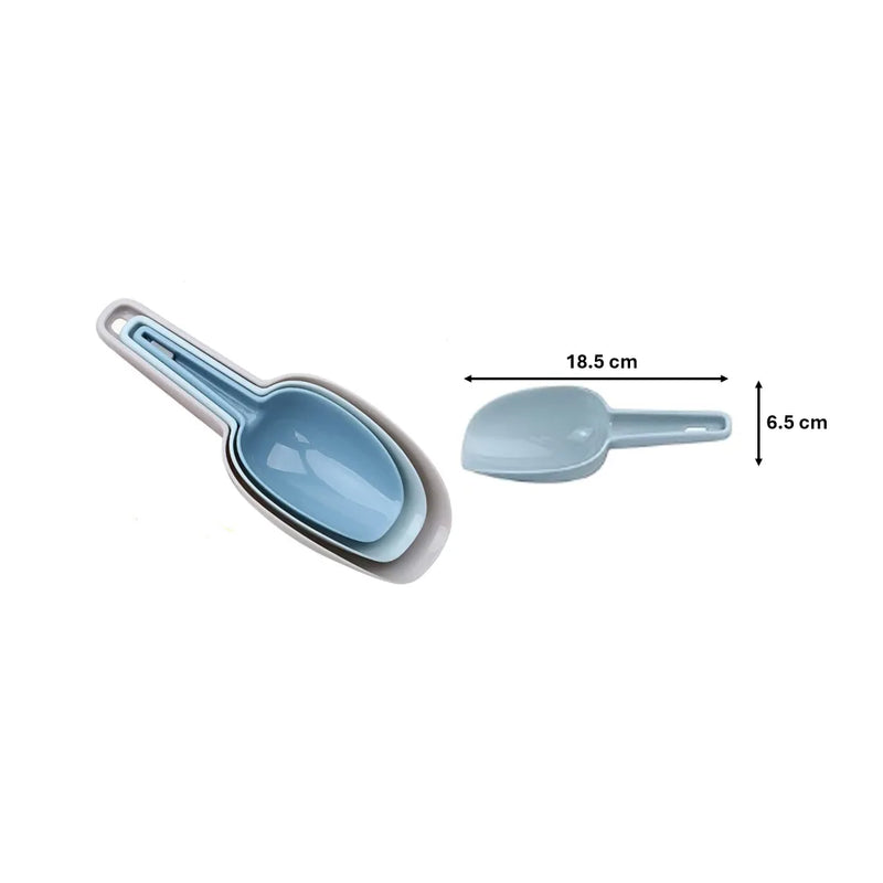 Plastic Dry Food Sweets Candy Scoop Shovel Set Of 3 Assorted Colours