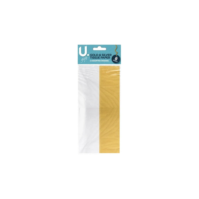 Gold And Silver Tissue Paper 8 Sheets