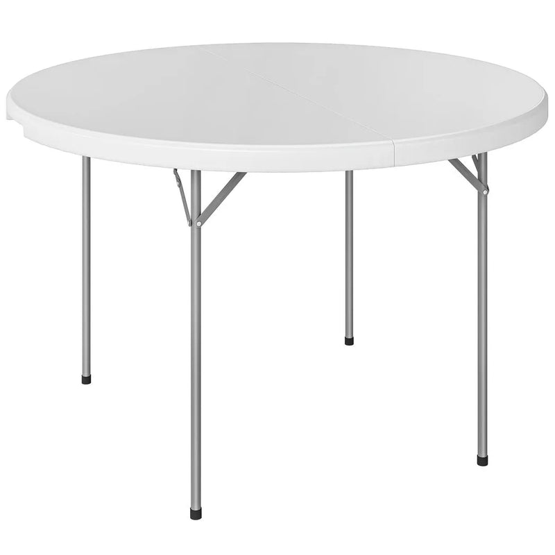 Outsunny 4ft Folding Picnic Table, Camping Table with Non-slip Foot Pads and Metal Frame, 100 kg Load, for Garden, White