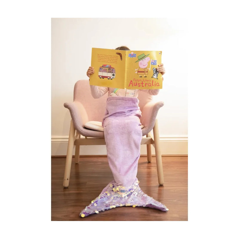 Mermaid Tail Cozy Blanket Plush Solid Purple Sequin Tail