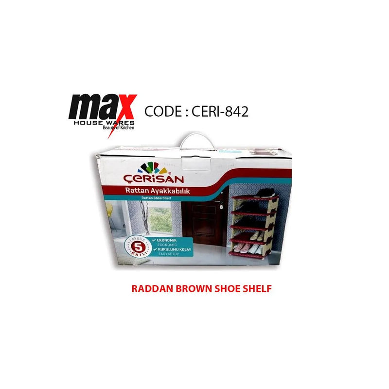 Raddan Shoe Shelf Brown 5 Layers Cloakroom