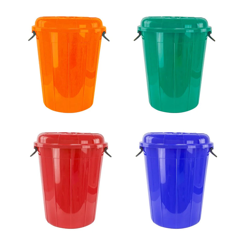 Plastic Eco Storage Drum Bin Bucket With 2 Side Handles 70L Assorted Colours