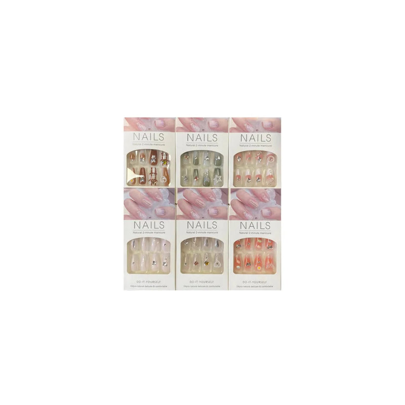 Artificial Fake Nail E x tensions With Gems Assorted Designs