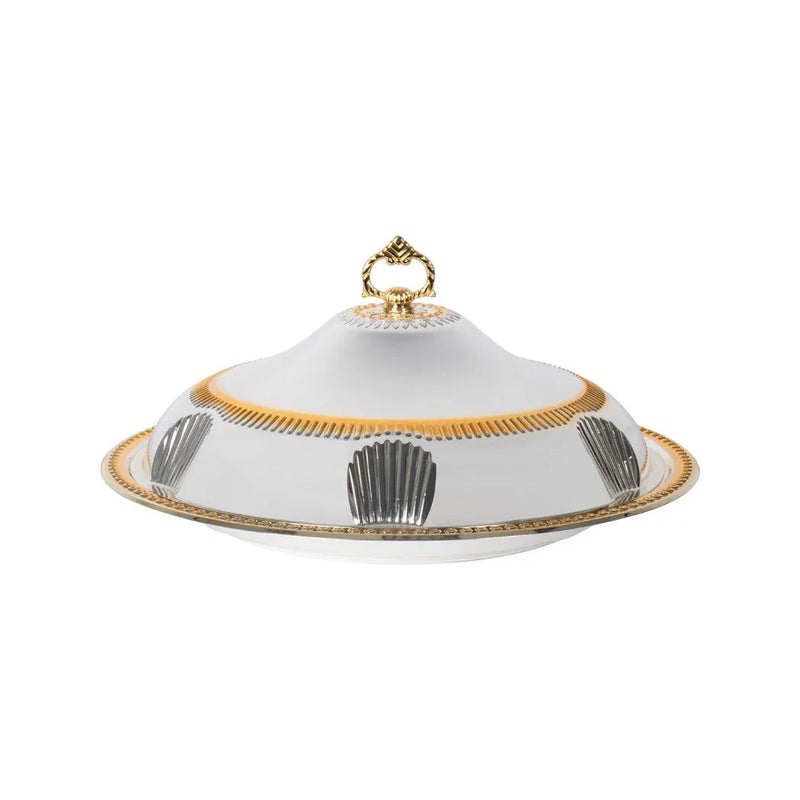 Sq Professional Durane Ornate Party Food Serving Cloche With Tray Silver 58328 x lsg Round