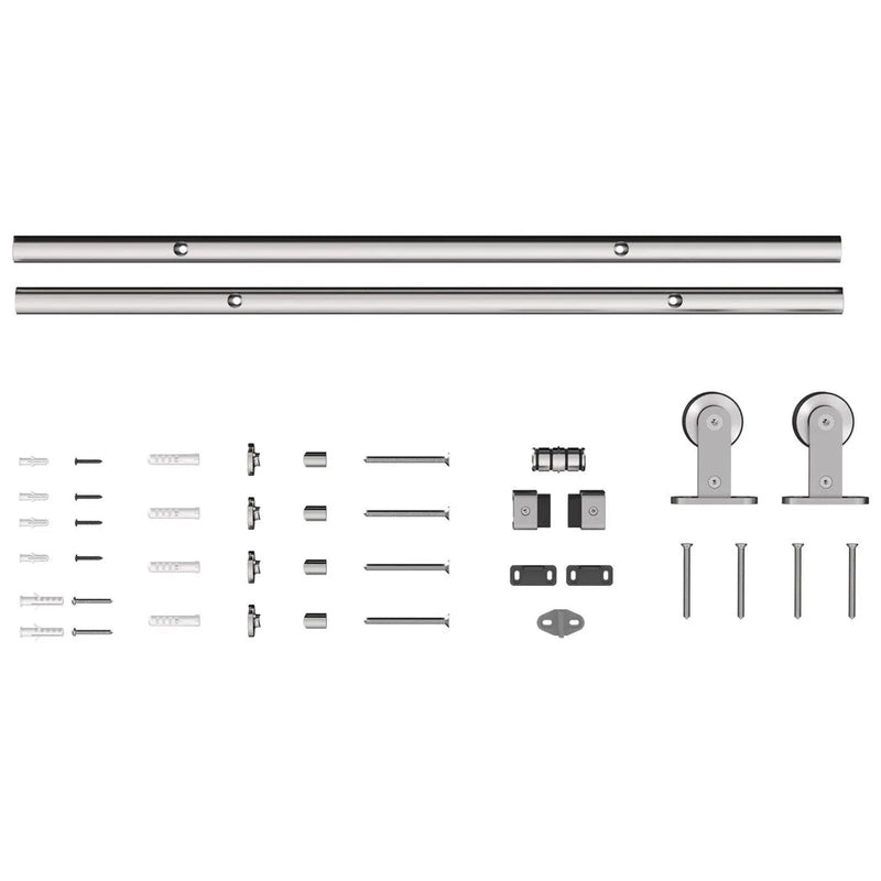 HOMCOM Sliding Door Hardware Kit Heavy Duty 304 Stainless Steel 152 cm Wide Door Silver Tone