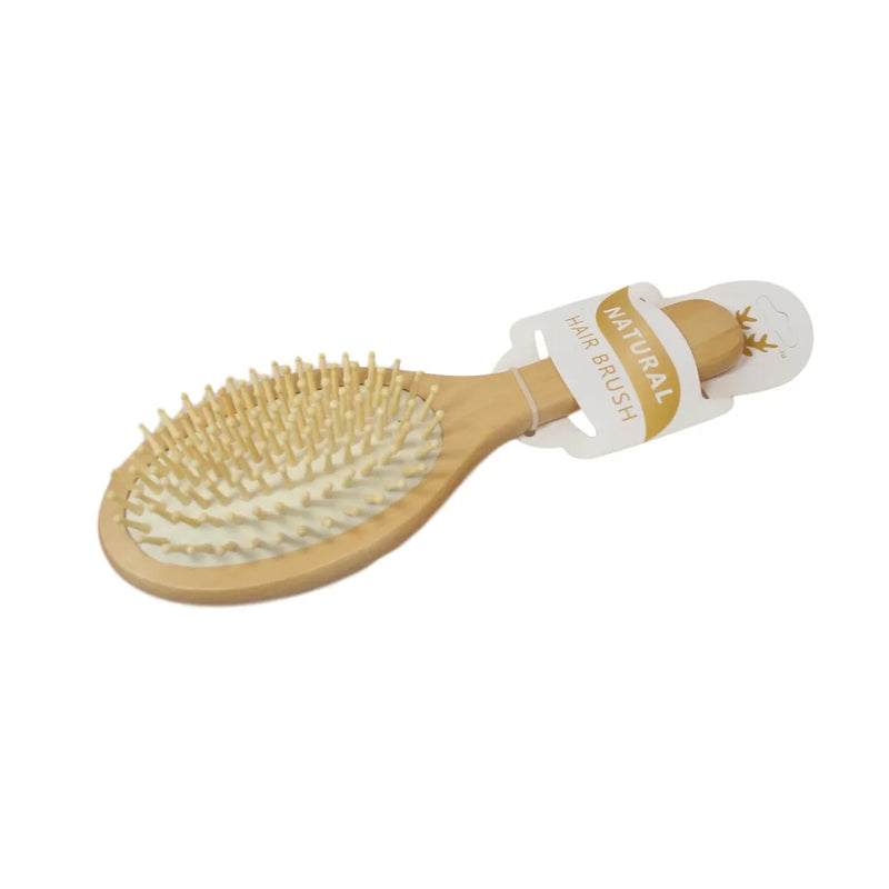 Natural Wooden Oval Paddle Hair Brush Assorted Colours