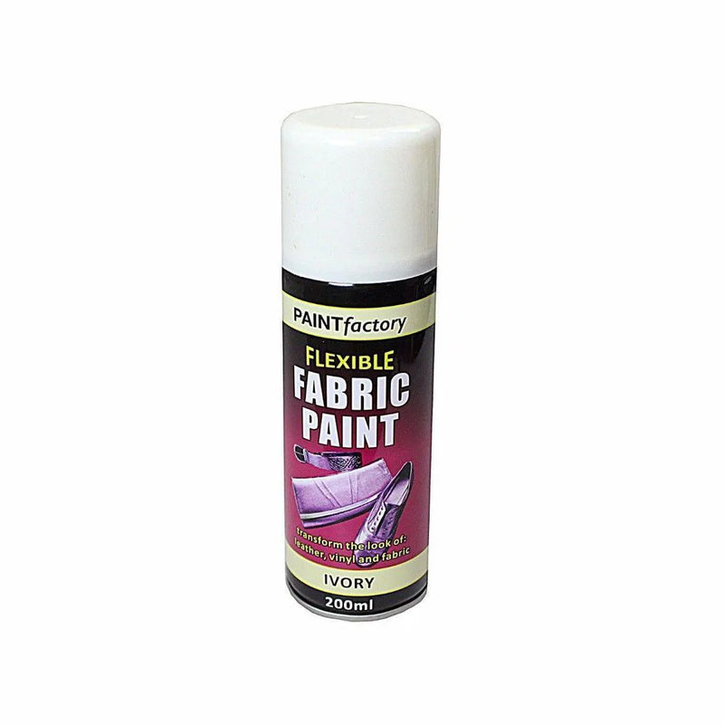 Paint Factory Fle x ible Fabric Spray Paint Ivory Suitable For Leather Vinyl And Most Fabrics 200Ml