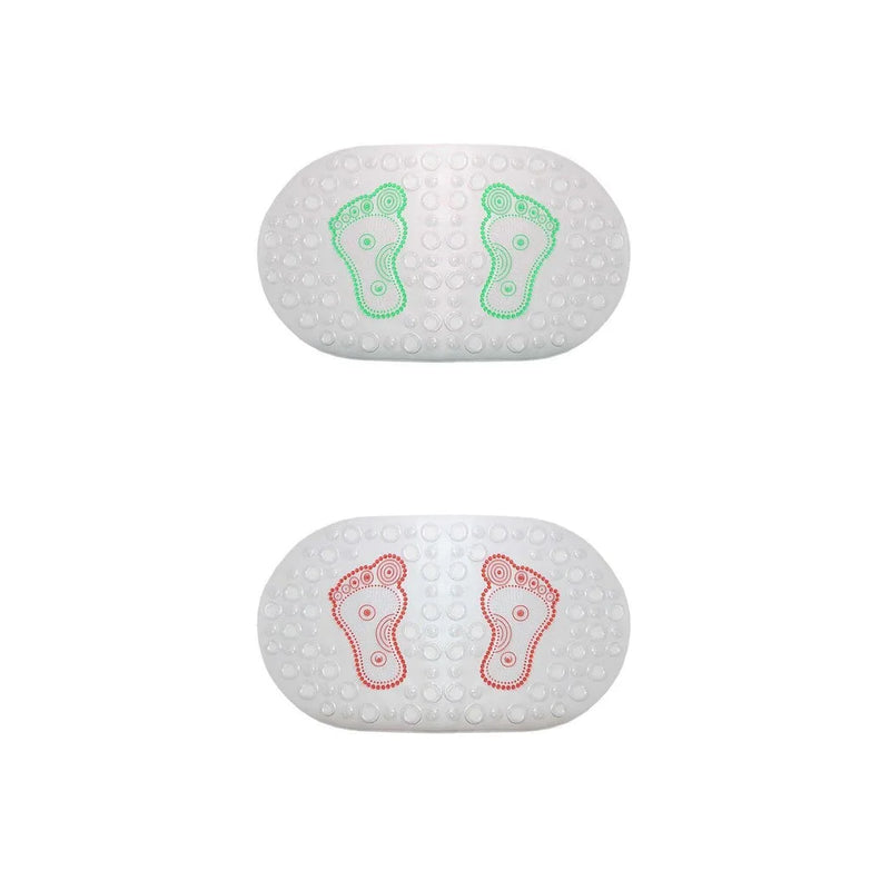 Frosted Oval Anti – Slip Bathroom Shower Bath Mat With Feet Design Assorted Colours