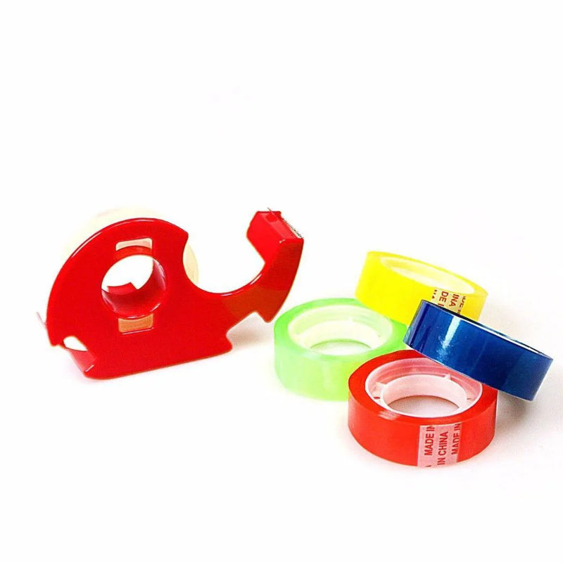 Pack Of 6 Coloured Stationery Tape With 1 Dispenser Assorted Colours