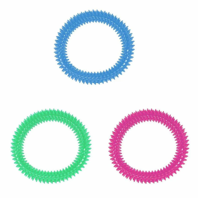 Pet Dog Toy Soft Rubber Dental Chew Ring Assorted Colours