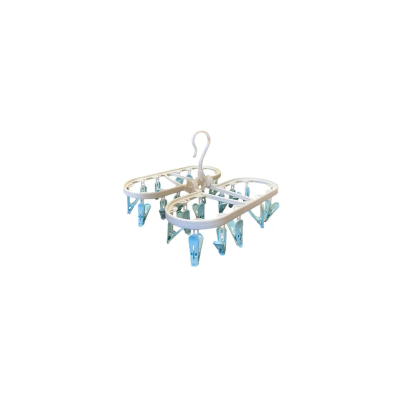 Foldable Plastic Laundry Socks 24 Clothes Peg Hanger Assorted Colours