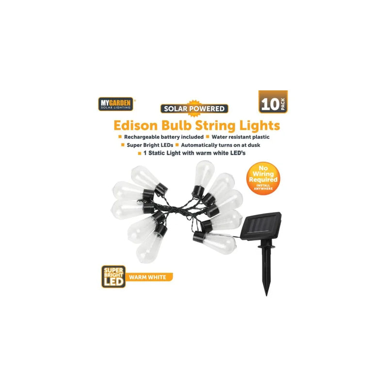 Garden Edison Bulb String Lights 10 Pack White Led (Parcel Rate)