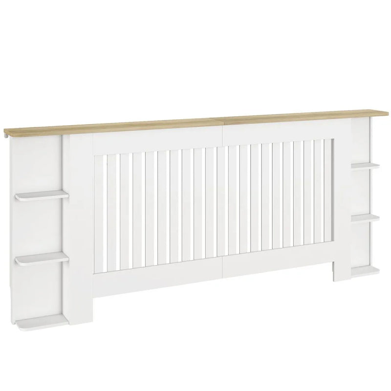 HOMCOM Radiator Cover with Open Storage Shelves, Vertical Slatted Cabinet Shelf Heater Cover for Living Room, Hallway, Extra Large, White