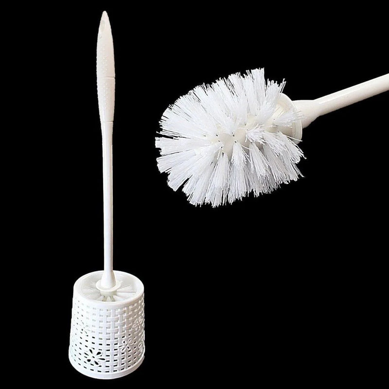 Plastic Toilet Brush With Holder Floral Net Design Assorted Colours