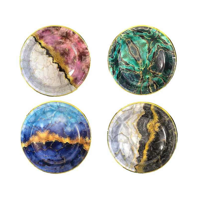 Round Plastic Tray Printed Geode Pattern Design Assorted Designs