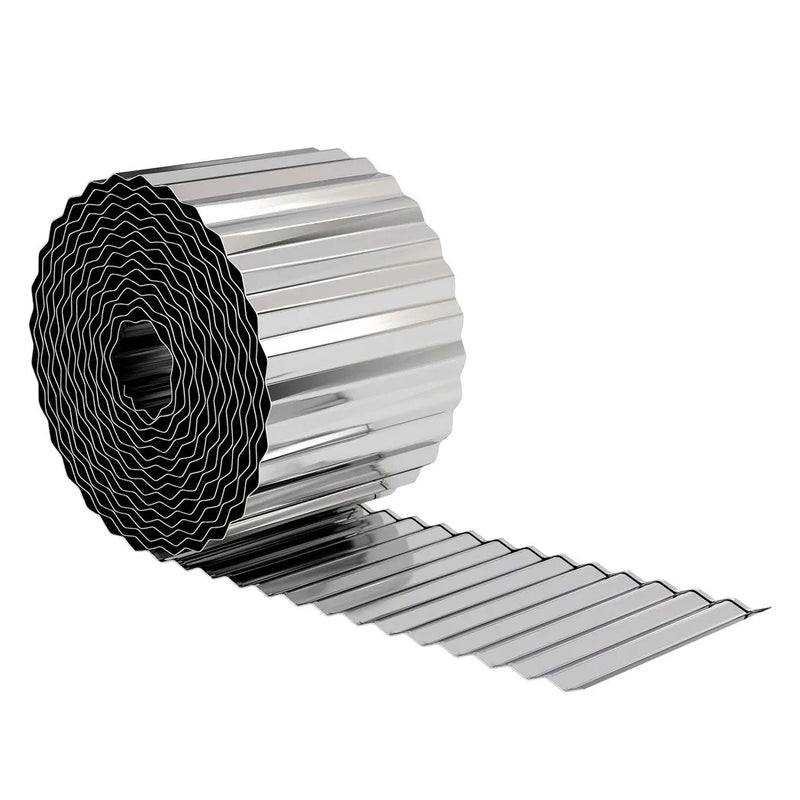 Outsunny Metal Garden Edging Border, 8 in x 21.3 ft Corrugated Heavy Duty Galvanised Steel Lawn Edging, Silver Tone