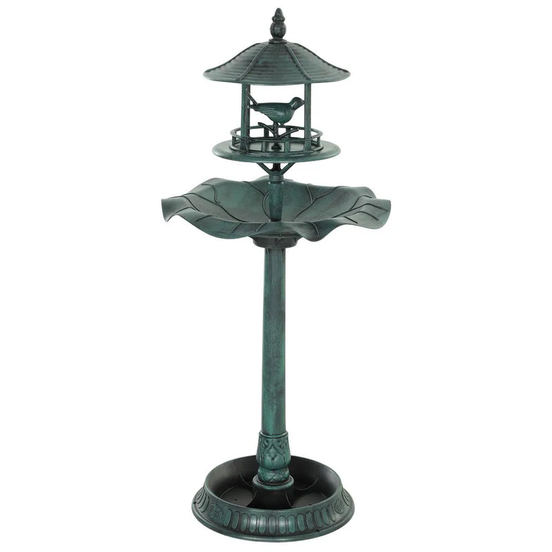 Outsunny 3-in-1 Garden Bird Bath, Freestanding Birdbath with Large Water Basin, Underneath Flower Planter, F50 x 113 cm, Green