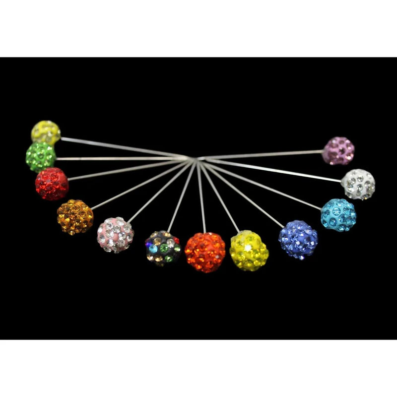 Head Scarf Needle Ball Pins Pack Of 12 Assorted Colours
