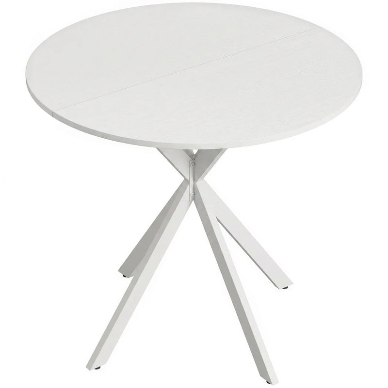 HOMCOM 80cm Industrial Round Dining Table - White
