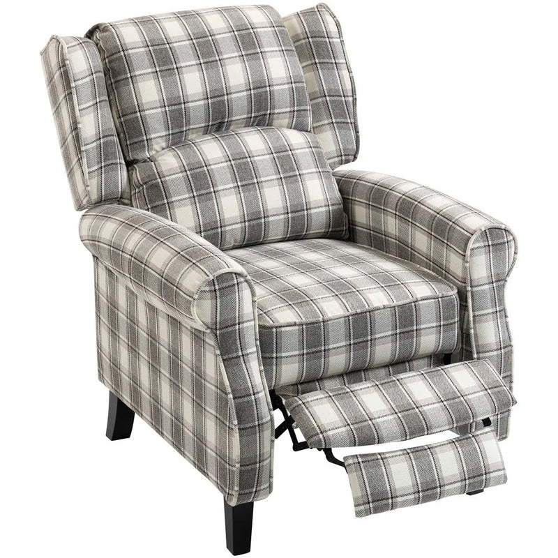 HOMCOM 160° Reclining Armchair, with Footrest - Grey and White