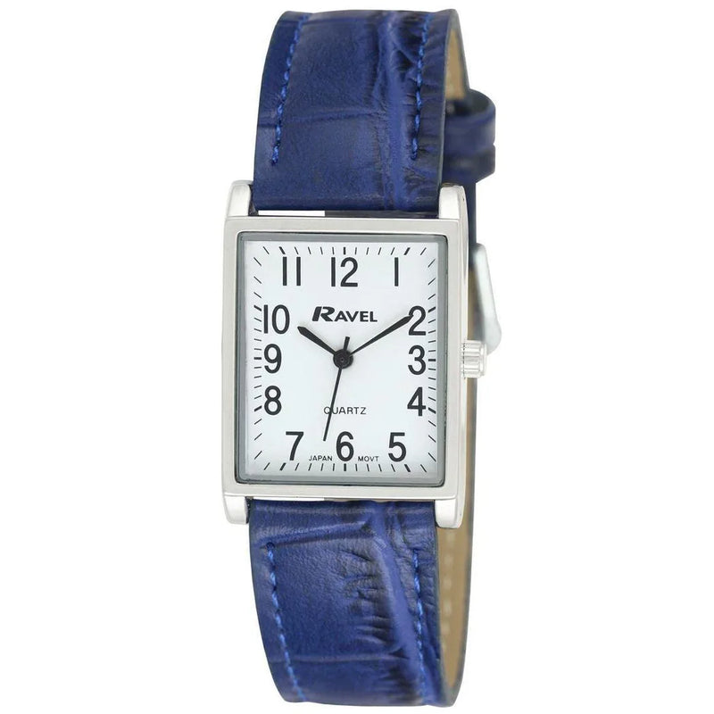 Ravel Mens Fashion Rectangle Shape Dial Blue Leather Strap Watch R0120.06.1A