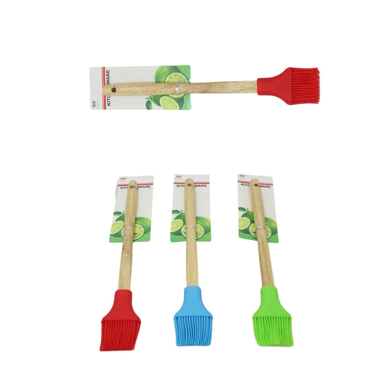 Kitchen Silicone Pastry Brush Wooden Handle Assorted Colours