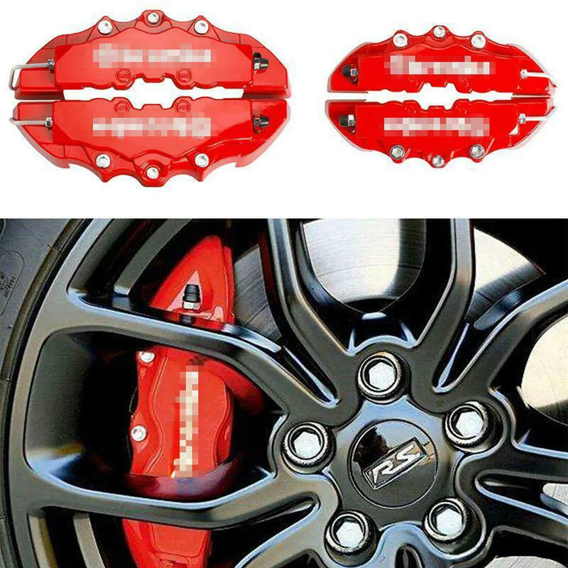 NEW 4X 3D Style Brake Caliper Covers Universal Car Disc Front & Rear Kits Red UK