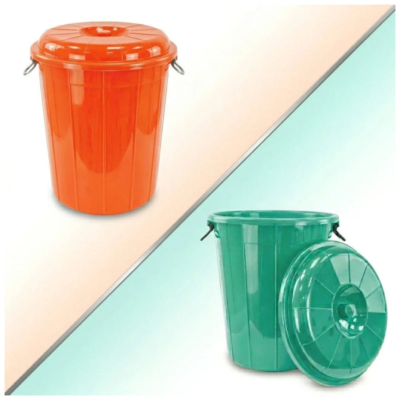 100L Plastic Eco Storage Drum Bin Bucket With Dual Side Handles, Assorted Colours