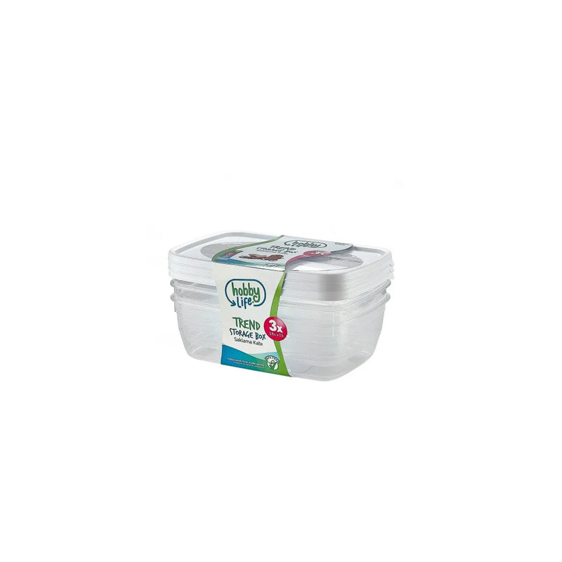 Hobby Trend Rectangular Plastic Food Storage Container 2 Litre Pack Of 3 Assorted Colours