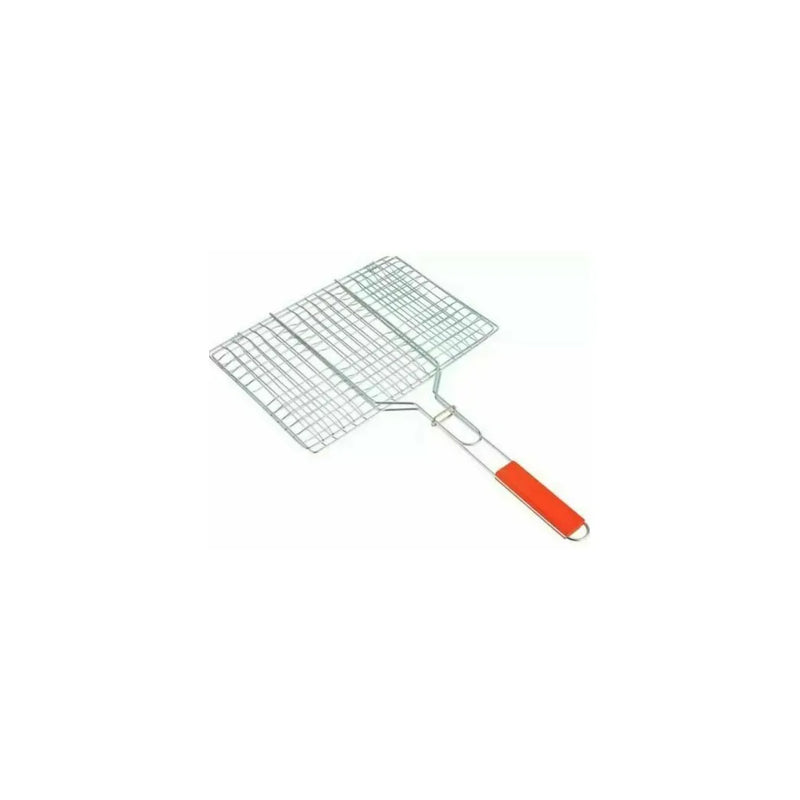 Metal Meat Fish Roasting Bbq Basket Grill With Wooden Handle