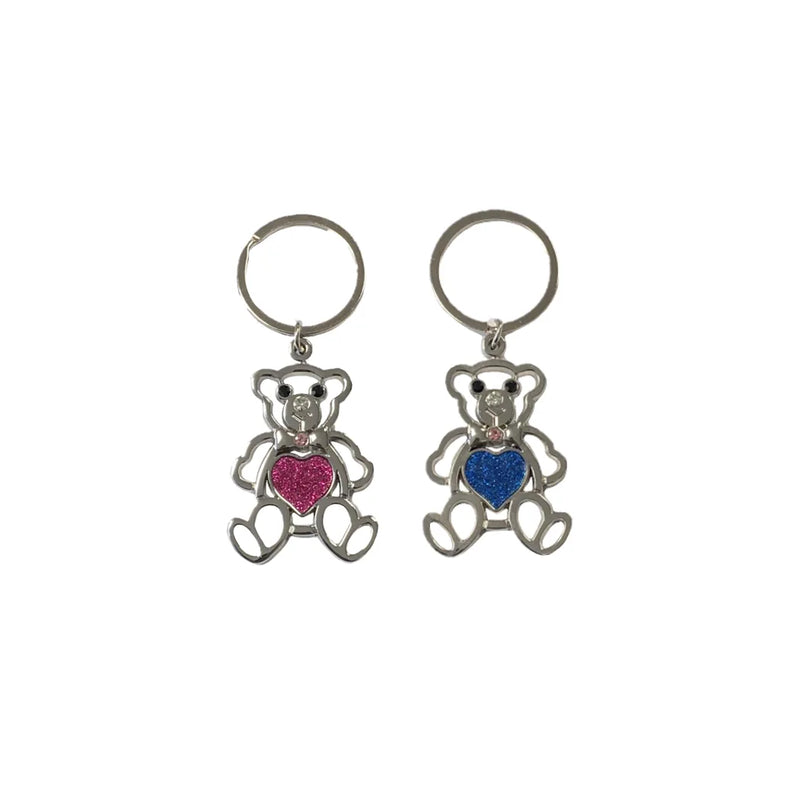 Metal Bear With Heart Keychain Keyring Assorted Colours