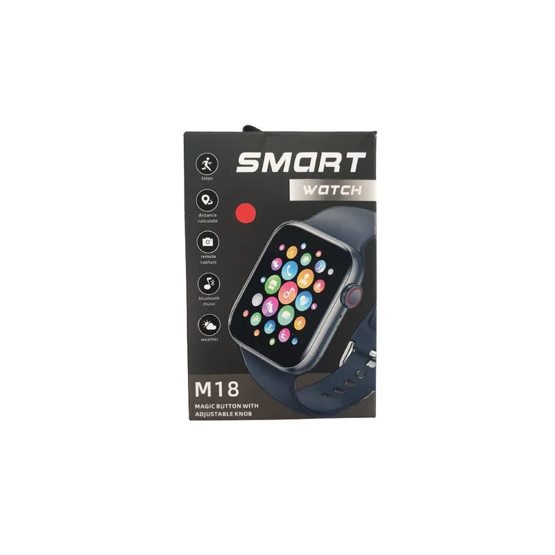 M18 Smart Watch Magic Button with Adjustable Knob & Red Rubber Strap