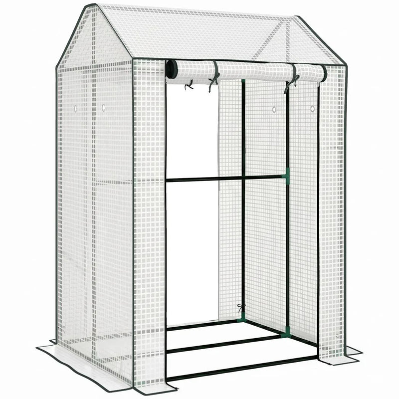 Outsunny Green House, Mini Greenhouse with 2 Roll-up Doors, Vent Holes and Reinforced Cover, 100 x 80 x 150cm