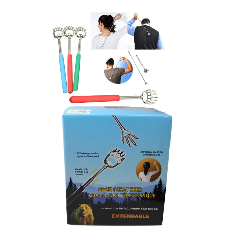 Back Scratcher Metal Telescopic E x tendable Eagle Claw 3 Assorted Colours