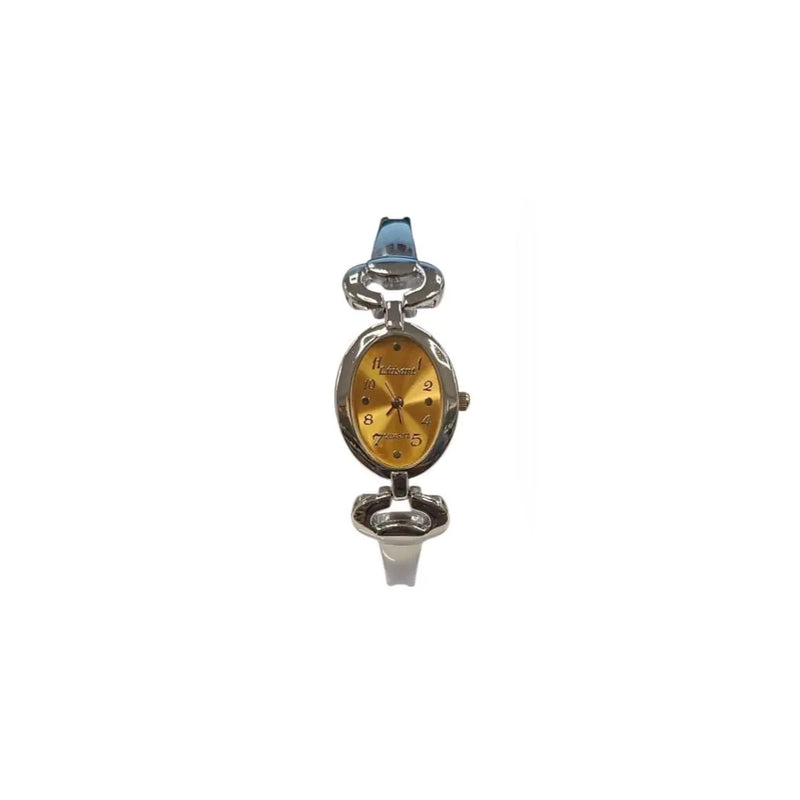 Luisant Ladies Fashion Oval Yellow Dial Silver Steel Bracelet Strap Watch - CLEARANCE NEEDS RE-BATTERY